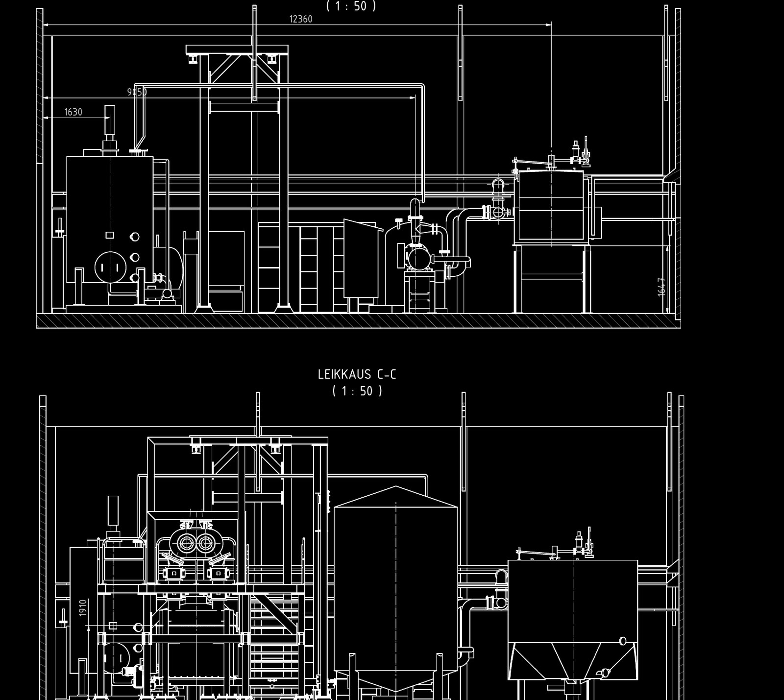General arrangement section drawing used to review contractor design against the owner's basis